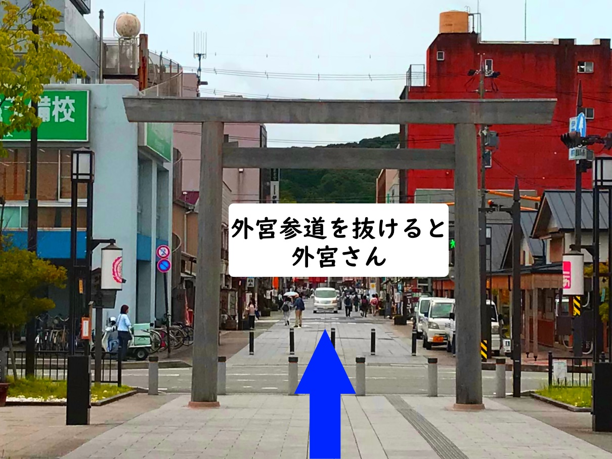 駅舎を背に外宮参道を向きます